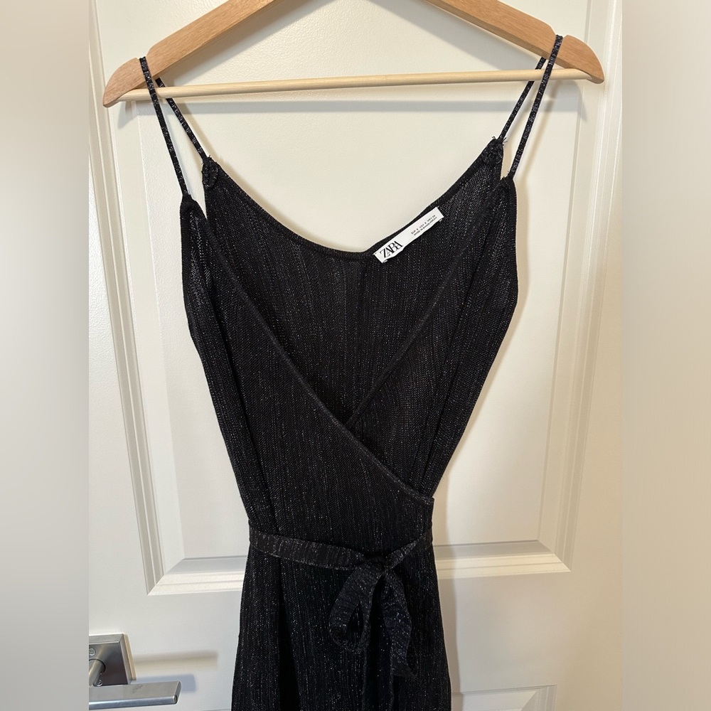 ZARA sparkly ribbed sweater wrap dress